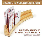 LotFancy Playing Card Holders for Kids Adults Seniors, Set of 2, 3 Tiers, Hands Free Curved Wooden Card Holder for Family Card Game Night, Canasta, Bridge, Poker Parties
