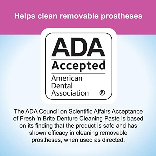 Fresh 'n Brite Denture Cleaning Paste For Dentures, Removable Partial Dentures, Retainers, Mouthguards, Nightguards, Fast Stain Removal, pack of 3, 3.8 oz Tubes