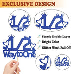 Blue Glitter 1/2 Way to One Cake Topper, 1/2 Birthday Cake Topper, Six Months Cake Topper for Boy Baby's Half Birthday Party, Baby Shower Cake Decorations