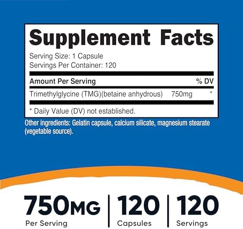 Nutricost TMG (Trimethylglycine) 750mg, 120 Capsules