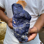 AtkitS Natural Large Noble Dark Blue Sodalite Crystal Gemstone Rough Raw Rock Specimen Home Decor(900-1000g)