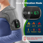 Cordless Shoulder Heating Pad, Heated Shoulder Brace for Men Women Rotator Cuff Pain Relief, Heated Shoulder Wrap with 3 Heat Levels and 3 Vibration Modes for Shoulder Discomfort Relief (Grey)