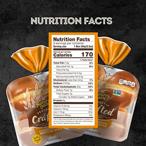 Nature's Own Perfectly Crafted Brioche Style Hamburger Buns, Non-GMO Sandwich Buns, 8 Count