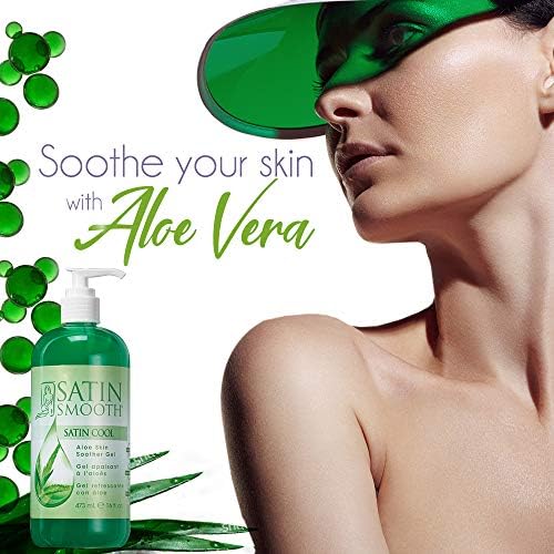 SATIN SMOOTH Aloe Vera Gel, Post-Wax Soothing Formula to Reduce Redness and Soothe Irritated Skin, Hydrating Care for Face, Body, and Hair, 16 fl oz.