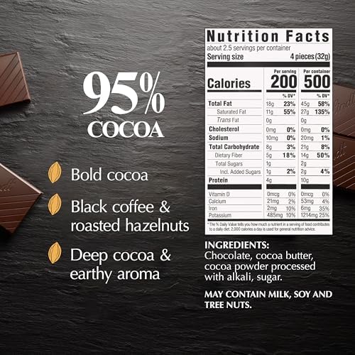 Lindt EXCELLENCE 95% Cocoa Dark Chocolate Bar, Dark Chocolate Candy, 2.8 oz. (12 Pack)