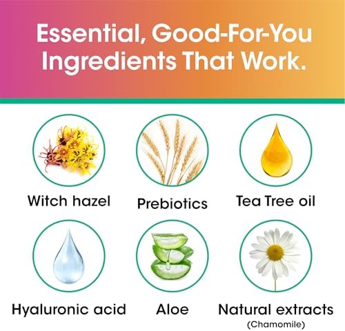vH essentials Feminine Cleansing Wipes 32 ct. pH Balanced, Prebiotics, Tea Tree & Aloe, Soothing Witch Hazel, Odor-Blocking Formula, Vaginal and Perianal Care, Paraben, Alcohol, and Fragrance-Free