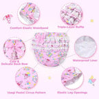 LittleForBig Silky Washable Reusable Waterproof Ruffled Lace Bow Usagi Pastel Circus Pattern Ruffle Adult Diaper Cover XL