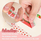 12 Rolls Strawberry Washi Tape Sweet Red Berry Decorative Masking Tape Set Summer Fruit Wrapping Paper Tapes for Scrapbook Journal DIY Art Crafts