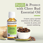 Pranarom USDA Certified Organic Clove Essential Oil (30ml), 100% Pure Undiluted Therapeutic Grade from Sri Lanka & Madagascar for Aromatherapy, Diffuser, Immune Support, DIY Cleaning, Warm Scent