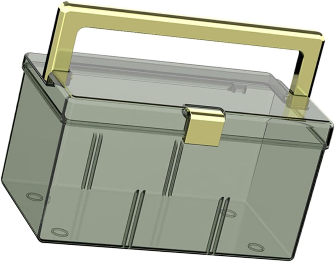 COLLBATH Portable Transparent Household Medicine Storage Box with Handle Versatile Organizer for Medications First Aid and Items Durable Pet Material with Compartmented Design