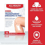 All Health Waterproof Transparent Dressing & Pad, Dressings, 2.375 in X 4 in | Wound Cover Barrier to Staph & MRSA, 10 Count