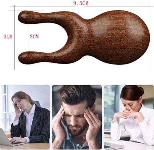 Natural Wooden Nose Guasha Massage Tool-Antistatic, Eyes Facial,Manual Massager Tool,Multifunctional Handheld Meridians Acupoint Massage Tool (A)