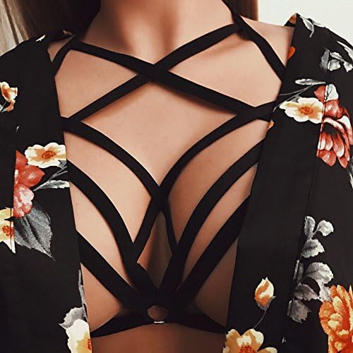 Sexy Lingerie for Women Strappy Cage Bra Hollow Out Harness Bras See Through Elastic Cupless Cage Bras Bondage Bralette Tops