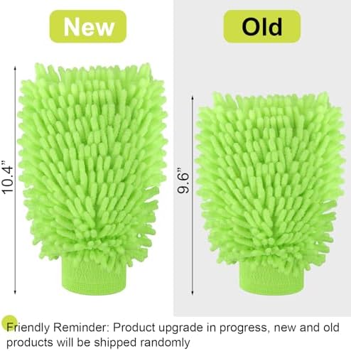 3 Pack Chenille Microfiber Car Wash Mitt, 7" x 9.6" Car Washing Mitts, Home Dusting Gloves, Scratch Free Lint-Free, Highly Absorbent, Double Sided, for Cleaning Detailing Polish (Blue,Green,Grey)