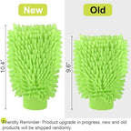 3 Pack Chenille Microfiber Car Wash Mitt, 7" x 9.6" Car Washing Mitts, Home Dusting Gloves, Scratch Free Lint-Free, Highly Absorbent, Double Sided, for Cleaning Detailing Polish (Green)