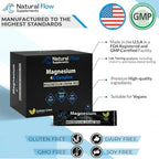 Magnesium Powder Drink Mix - Lemon/Lime - Natural Flow 4X Magnesium Glycinate, Taurate, Malate, Orotate Supplement, Calm Sleep and Cramp Support Blend, No Mag Citrate or Oxide, 30 Packs (Drink Mix)