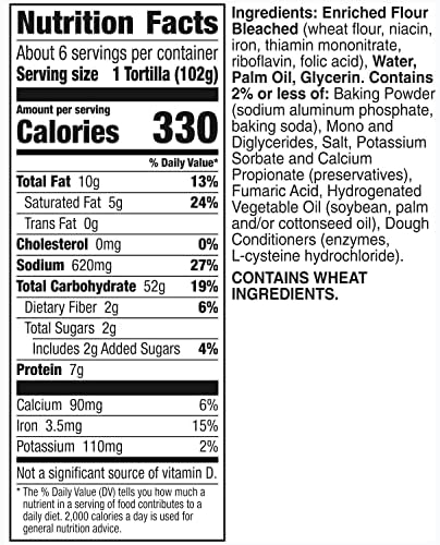 Old El Paso Restaurant Style Grande Flour Tortillas, Meal Prep, 6 Ct, 21.5 oz (Pack of 5)