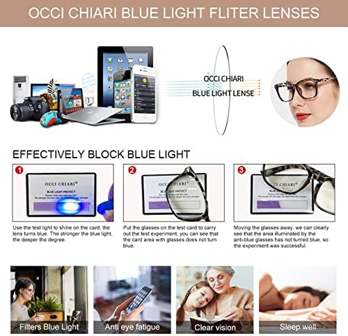 OCCI CHIARI Blue Light Blocking Reading Glasses Women Stylish Readers 1.0 1.25 1.5 1.75 2.0 2.25 2.5 2.75 3.0 3.5 4.0 5.0 6.0