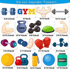 36Pcs Gym Party Cupcake Toppers Gym Workout Cupcake Toppers Sticks Weight Lifting Birthday Party Decorations for Cross Fit Fitness Theme Baby Shower Supplies