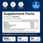 We Like Vitamins Vein Vitality 1250mg Diosmin Hesperidin Complex for Varicose Veins Treatment, Horse Chestnut, Butchers Broom, Bioflavonoids - Supports Blood Circulation for Leg Veins- 60 Capsules