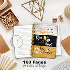 2 Pcs Bee Happy Sweet As Can Bees Spiral Notebook, Cute Animal College Ruled Spiral Notebook, Multi Subject Notebooks, 160 Ruled Pages Hardcover Journals for Writing Office, Bee Lover Gifts for Women