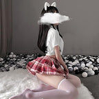 SINGUYUN Japanese School Girls Uniform lattice Pleated Skirt Anime Cosplay Lingerie JK Costume Sexy With Socks