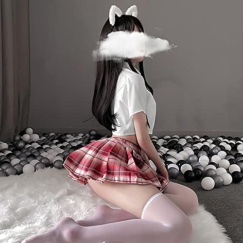 SINGUYUN Japanese School Girls Uniform lattice Pleated Skirt Anime Cosplay Lingerie JK Costume Sexy With Socks