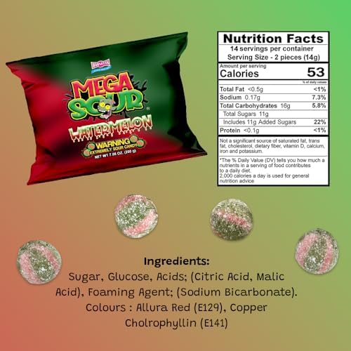 Barnetts Mega Sour Watermelon Fizz Candy 200g Handmade British Sweets - Extreme Sour Candy Challenge