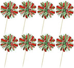 Ephlyn 30Pcs Foil Firework Cupcake Toppers Sparkle Tinsel Drink Birthday Cake Decorations Cocktail Food Fruit Toothpick for New Years Wedding Birthday Party Decorations Red Green