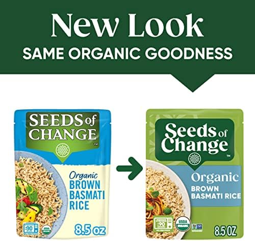 SEEDS OF CHANGE Certified Organic Brown Basmati Rice, Organic Food, 8.5 OZ Pouch
