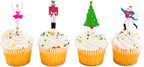 Top Cake Christmas Cupcake Toppers, 24 Nutcracker Holiday Cupcake Toppers - Assorted, Includes Christmas Tree, Ballerina, Nutcracker, And Rat King, Paper Xmas Cupcake Toppers - Restaurantware
