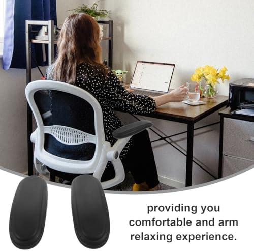 STOBOK Office Chair Armrest Replacement Pads 2Pcs - Soft Pu Leather Handrail Mat Cushion Pad for Gaming and Desk Chairs Ergonomic Armrest Covers for Comfortable Long Sitting