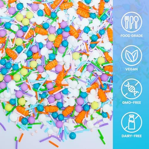 Purple Easter Sprinkles for Cake Decorations, 3.52oz Carrot Sprinkles Edible for Cupcakes Topper for Cupcakes Topper Baking Cookies Easter Spring Party Supplies