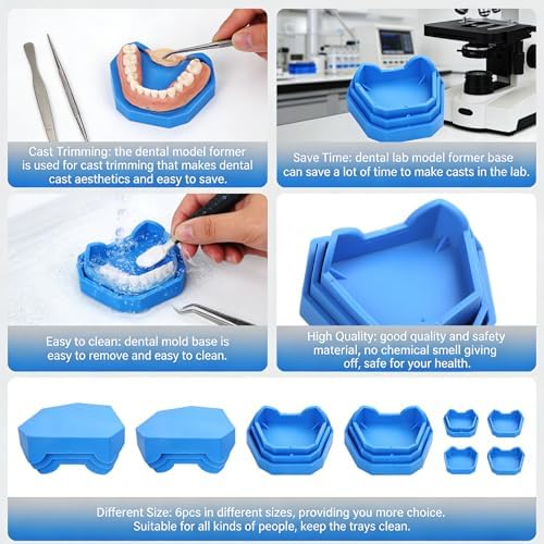 Dental Model Base Former Kit Impression Trays Dental Lab Plaster Mold Base Forming Set (6Pcs/Set)