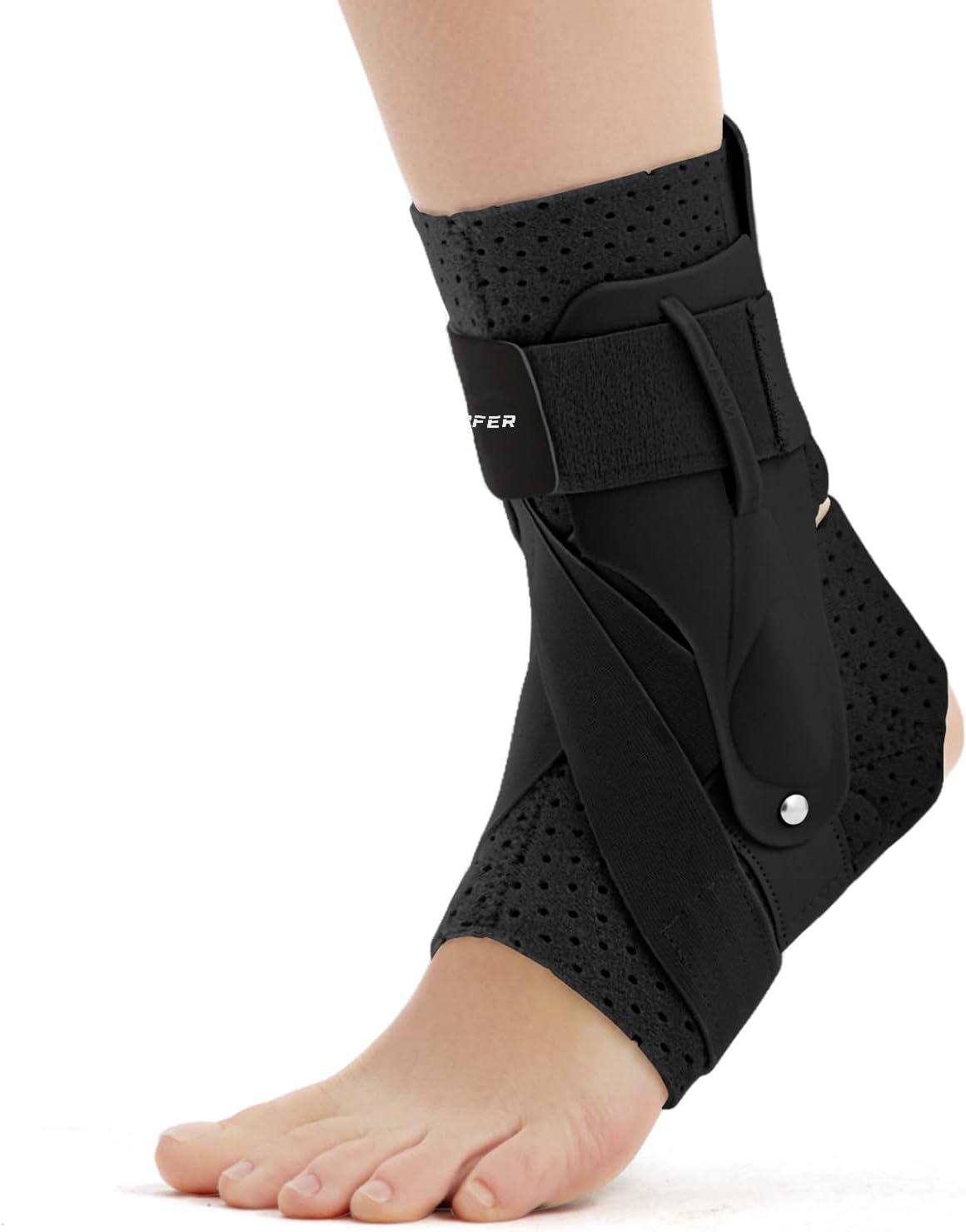 Left Ankle Brace for Women & Men - Ankle Support Sprained Ankle Brace for Achilles,Tendon,Sprain,Injury Recovery,Ankle Support Brace for Running, Basketball, Football (Black,S,Left)
