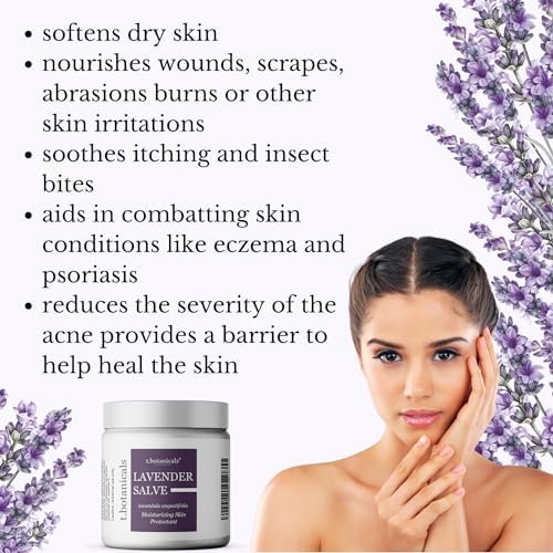 Lavender Salve, All Natural Moisturizing Lavender Balm, Skin Protectant Repair Ointment for Irritated Skin (2 oz)