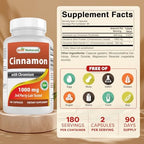 Best Naturals Cinnamon 2000 mg Equivalent with Chromium 400 mcg per Serving - Metabolism Support - 180 Capsules