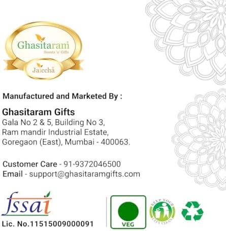 Ghasitaram Gifts Rakhi Gifts for Brothers Rakhi Sweets - Assorted Mawa Barfis (200 GMS) with Beads Rakhi