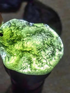 Moldavite Czech Meteorite Glass Raw Rough Stone Necklace,Aerolites Crystal Stone Pendant(Green, Irregular Raw Stone)