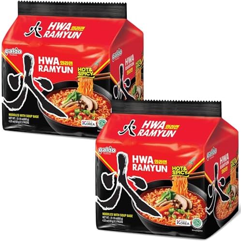 Paldo Hwa Ramyun Hot & Spicy Instant Noodle Soup 4.23oz (Pack of 10)