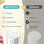 Cake Pop Thick Sticks and Wrappers Kit, Including 100ct 6-inch 5mm Diameter Paper Lollipop Sticks, 100ct Clear Candy Bags Parcel, 100ct Gold Twist Ties for Cakepop, Lollipop, Hard Candy