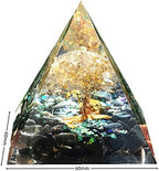 Tree of Life Orgonite Pyramid Kit White Quartz with Obsidian Stone Positive Reiki Energy Generator Crystal Healing Orgone Collection Wealth Lucky Meditation Tool