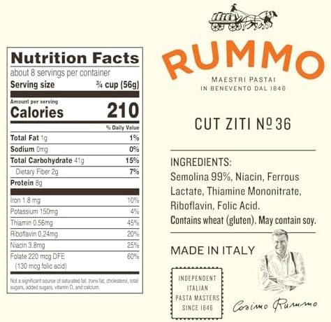 Rummo Pasta Variety Pack - Spaghetti Noodles, Fusilli, Penne Rigate, Farfalle, Ziti, Made with Semolina Flour, Pasta from Italy - 16 Ounce (Pack of 5)