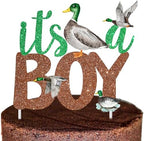 Duck Cake Topper, It's A Boy Mallard Decoration, Baby Shower Supplies, Green and Brown, 1 Count