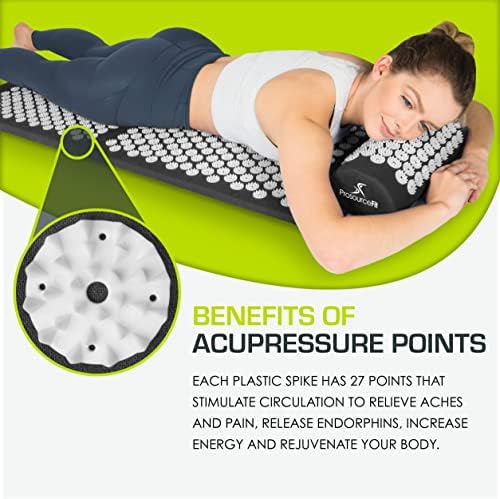 ProsourceFit Acupressure Mat and Pillow Set for Back/Neck Pain Relief and Muscle Relaxation