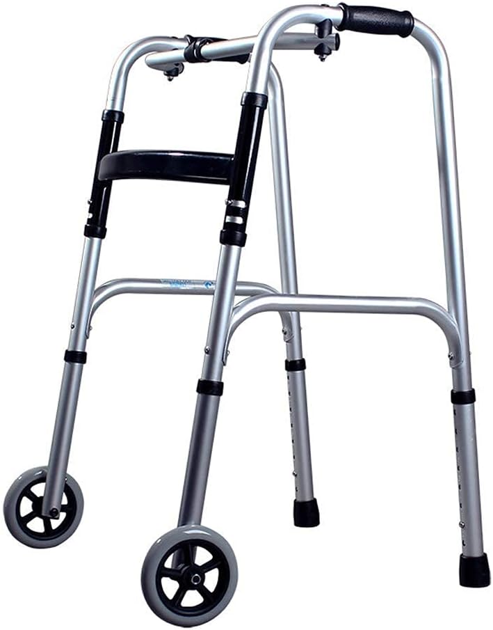 Walker Frame with Wheels, Folding Lightweight Mobility Walking Aid,Elderly Rehabilitation Walker Non-Slip Walking Stick with Hospital Walking Frame(