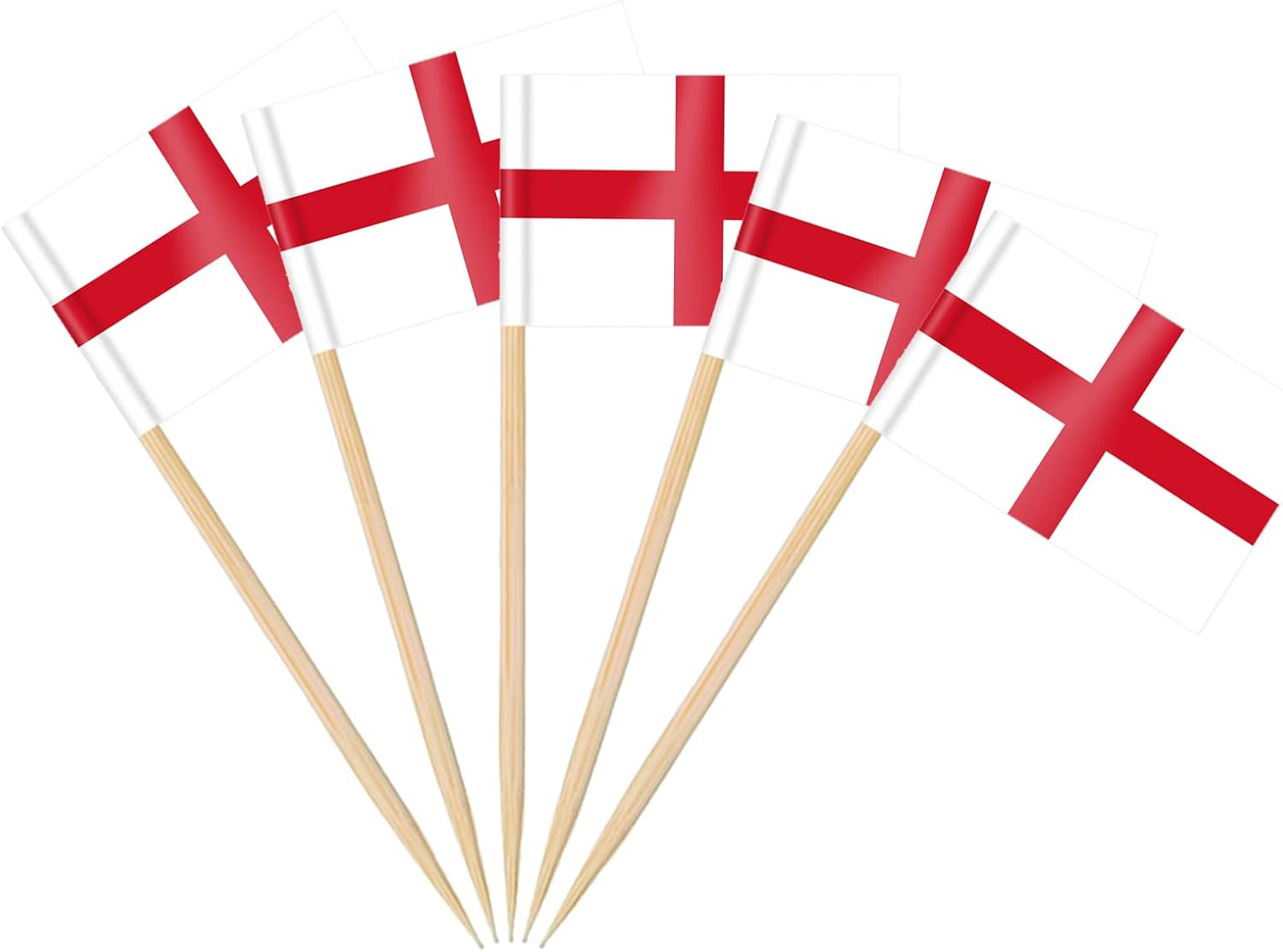 AhfuLife England Flag Toothpick, 100 Pcs English Cupcake Toppers, Small England Stick Flags Double-sided for Soccer Football Party Decorations, National Day Party Decorations