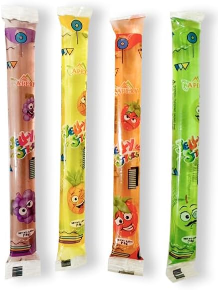 Apexy Jelly Straws, Fruit Jelly Filled Strips, Assorted Fruit Jelly Sticks, 15.23oz (432g)