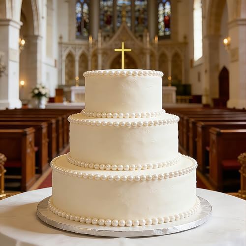 6pcs Gold Acrylic Glitter Cross Cake Side Decor 3x5.5inch Cross Cake Cupcake Topper Pick for Theme Party Craft DIY,Bless,Wedding, Bridal Shower,Christmas,Hallowmas,Birthday Baptism