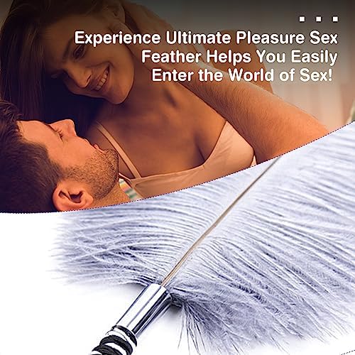 BDSM Feather Teaser Whip & Paddle for Adults - SM Spaking Alternative Foreplay Flirting Sexy Tool Sex Toys for Couples & Lovers, Spanking Accessories with Soft Feather Tickler Grey